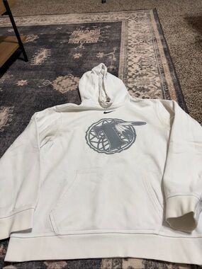 Nike White Hoodie with Gray Basket Graphic